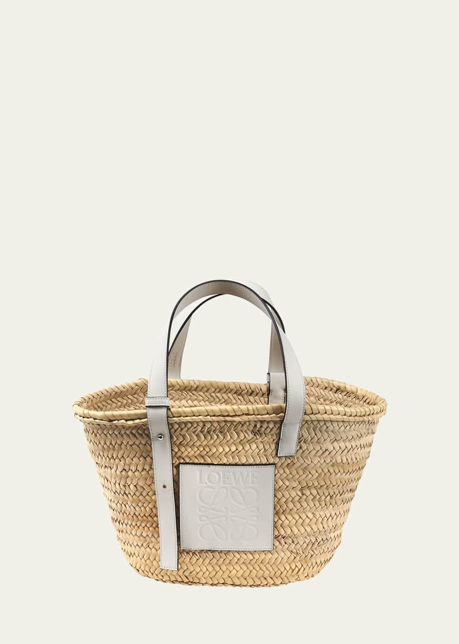 Loewe x Paula's Ibiza Basket Bag in Palm Leaf with Leather
