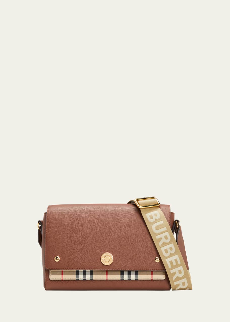 Medium note check & leather crossbody bag 2025
