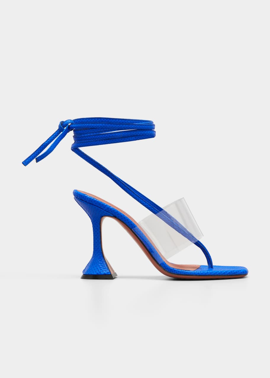 Amina Muaddi Zula Ankle-Wrap Thong Sandals - Bergdorf Goodman