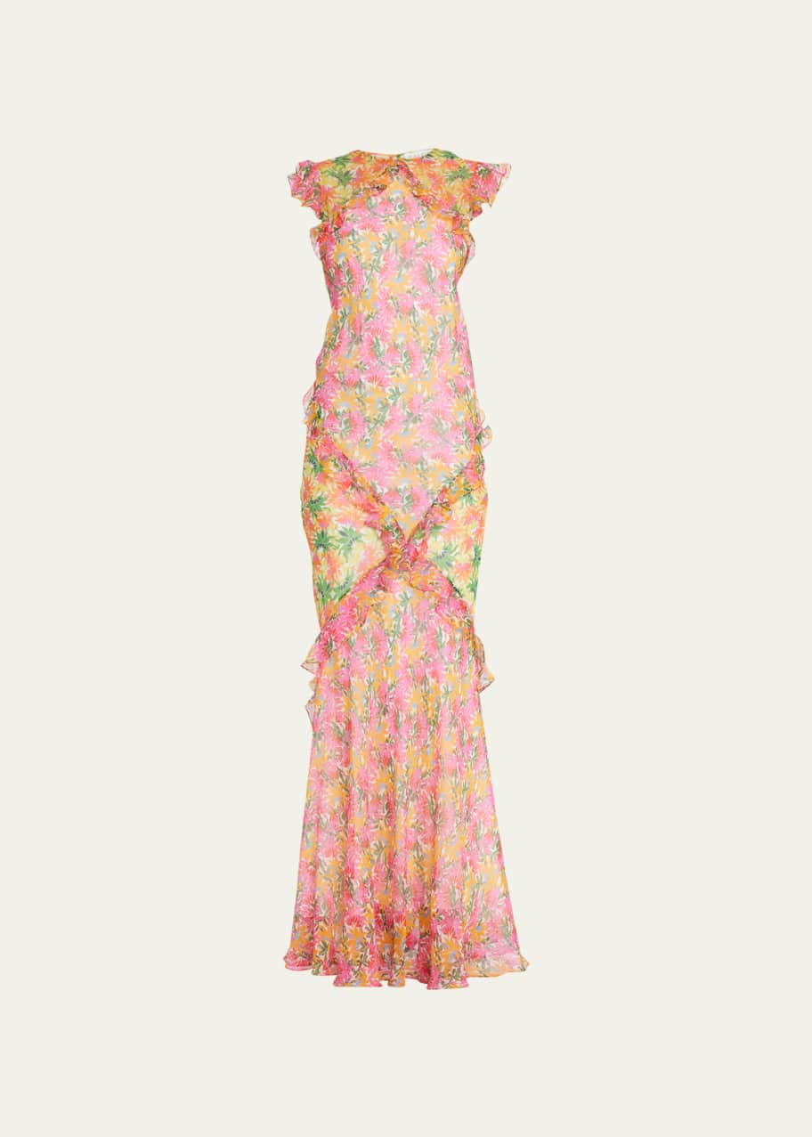 Tamara B Printed Ruffle Dress