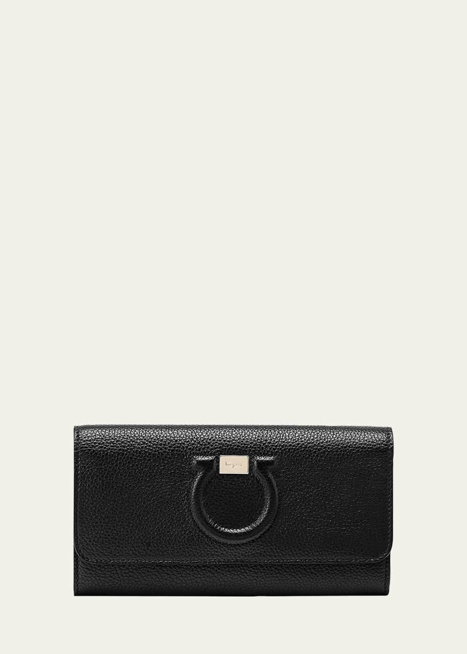 Gancio City Grainy Leather Wallet on Chain