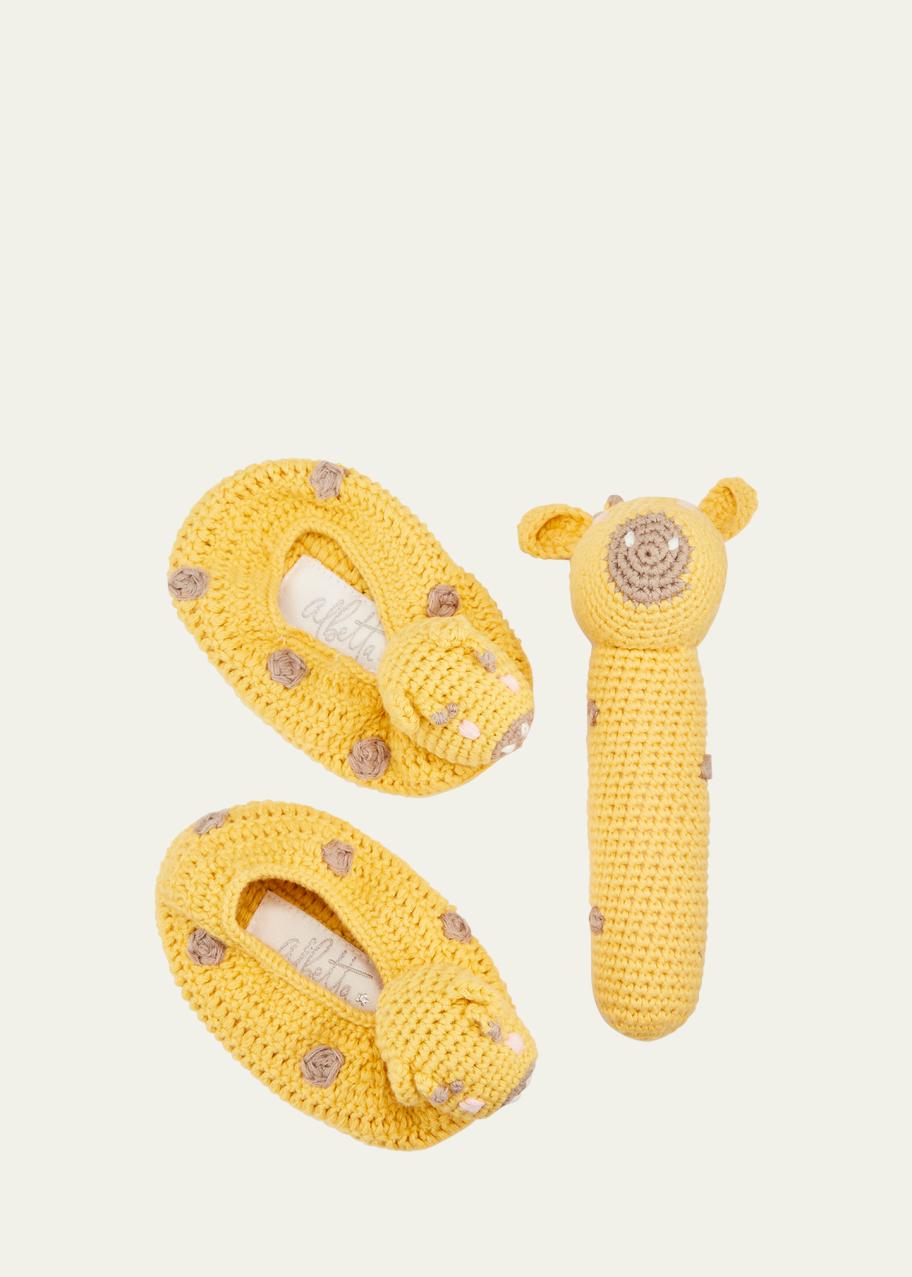 Albetta Kid's Crochet Giraffe 2-Piece Rattle Set - Bergdorf Goodman