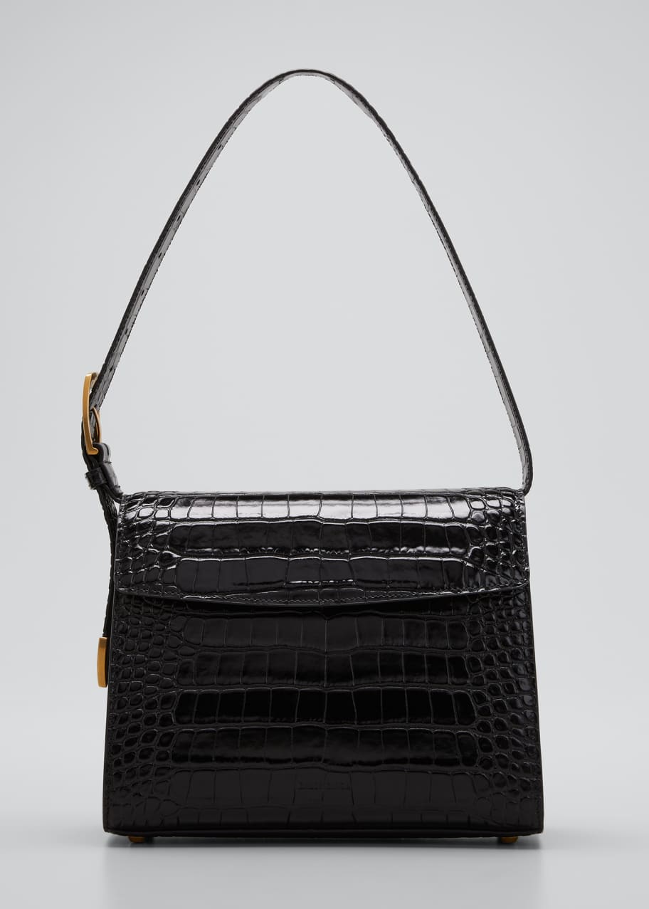 Image 1 of 1: Ghost Medium Crocodile-Embossed Leather Shoulder Bag