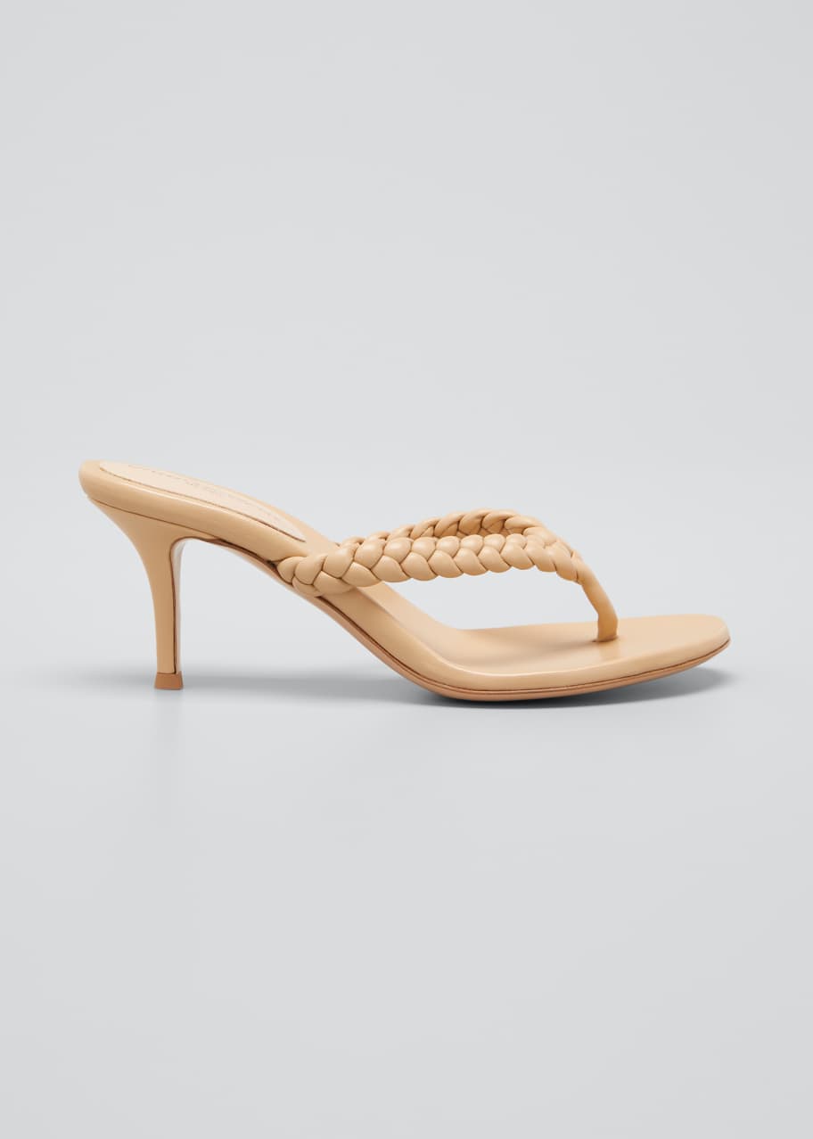 靴 Gianvito Rossi TROPEA 05 Gianvito Rossi Tropea 70mm Braided Thong Sandals - Bergdorf Goodman