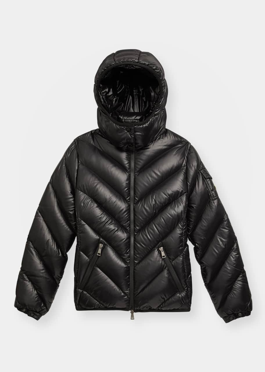 Moncler Brouel Chevron Nylon Laque Down Quilted Jacket with Attached ...