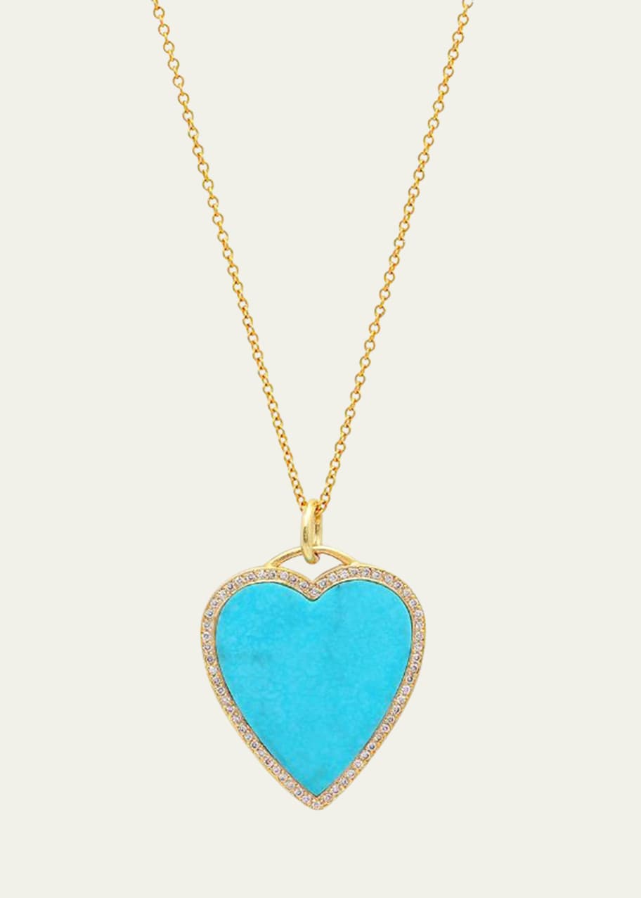 18k Turquoise Heart Necklace with Diamonds