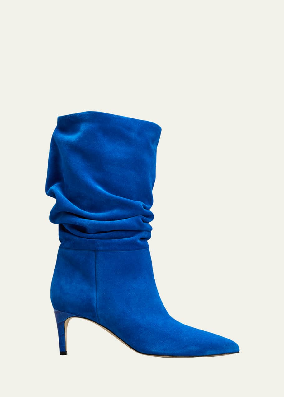 Blue suede slouch boots 2025