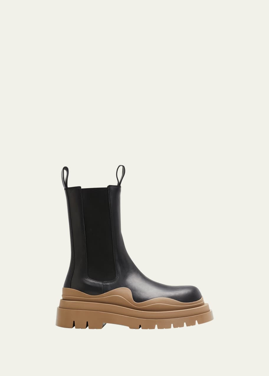 Bottega Veneta Men's The Tire Leather Chunky Chelsea Boots