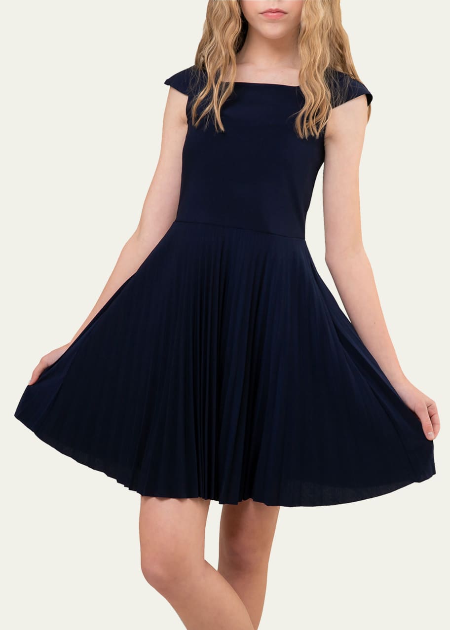 Un Deux Trois Girl s Pleated Cap Sleeve Dress Size 7 16 Bergdorf Goodman