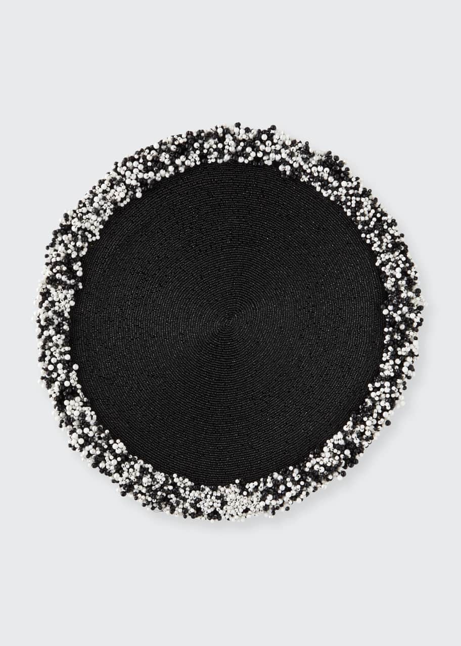 Image 1 of 1: Black Hand Beaded Round Placemat