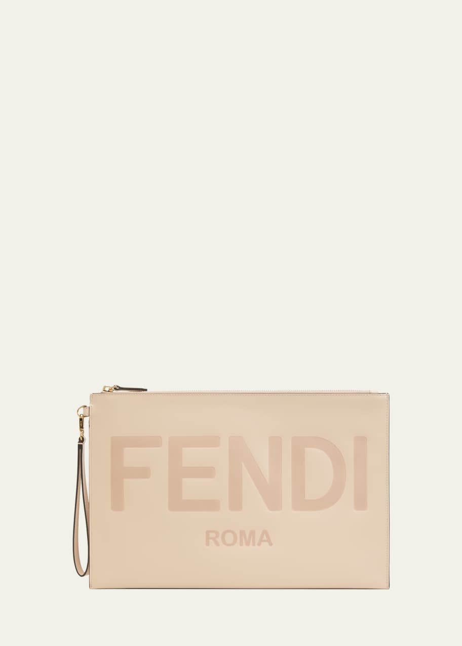 Fendi Roma Flat Pouch Large - White leather pouch