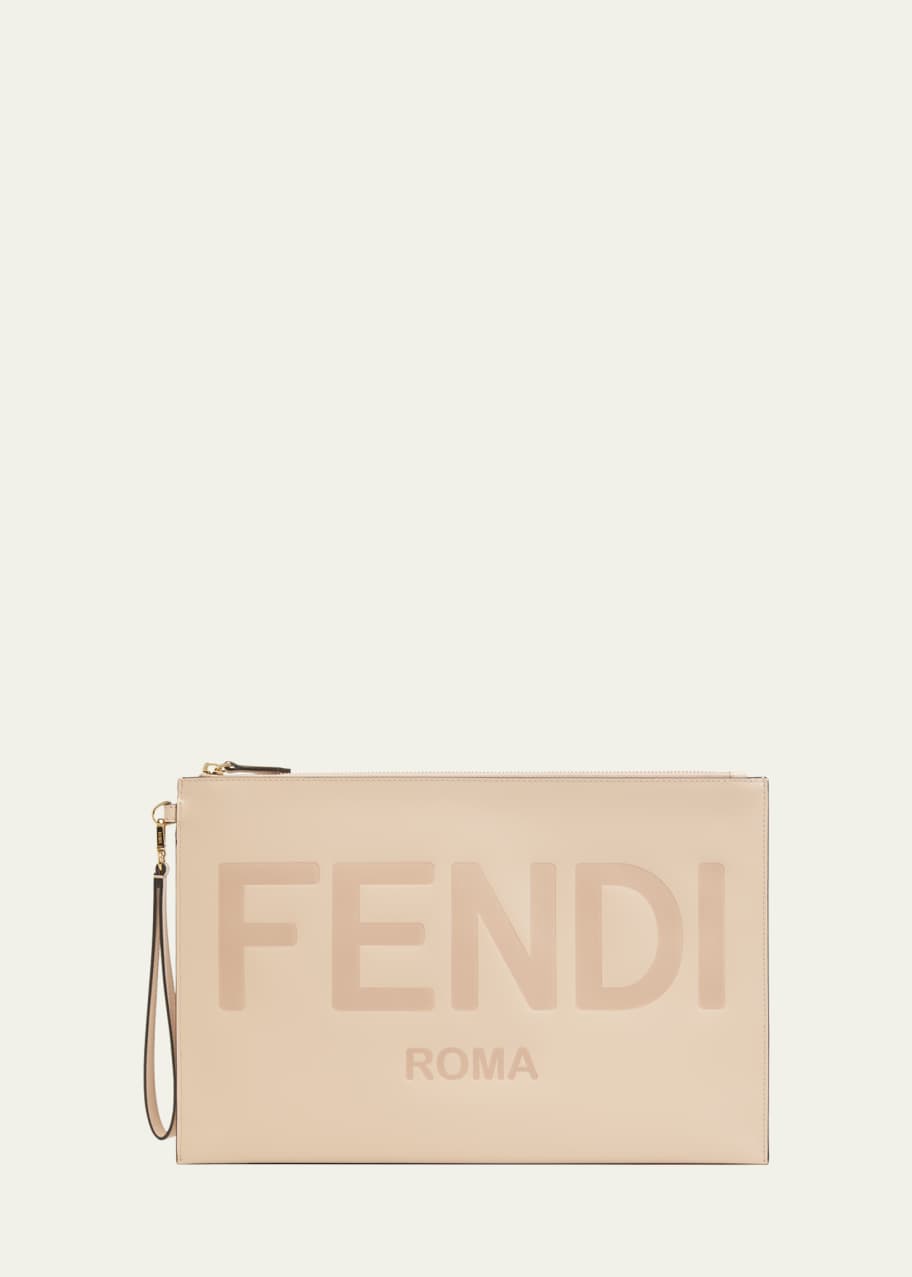 Fendi Roma Flat Large Leather Pouch