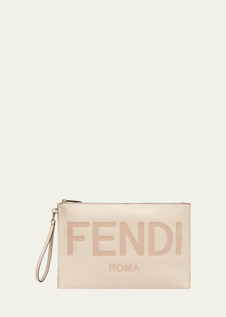 Fendi Roma Logo Large Pouch Clutch Bag - Bergdorf Goodman