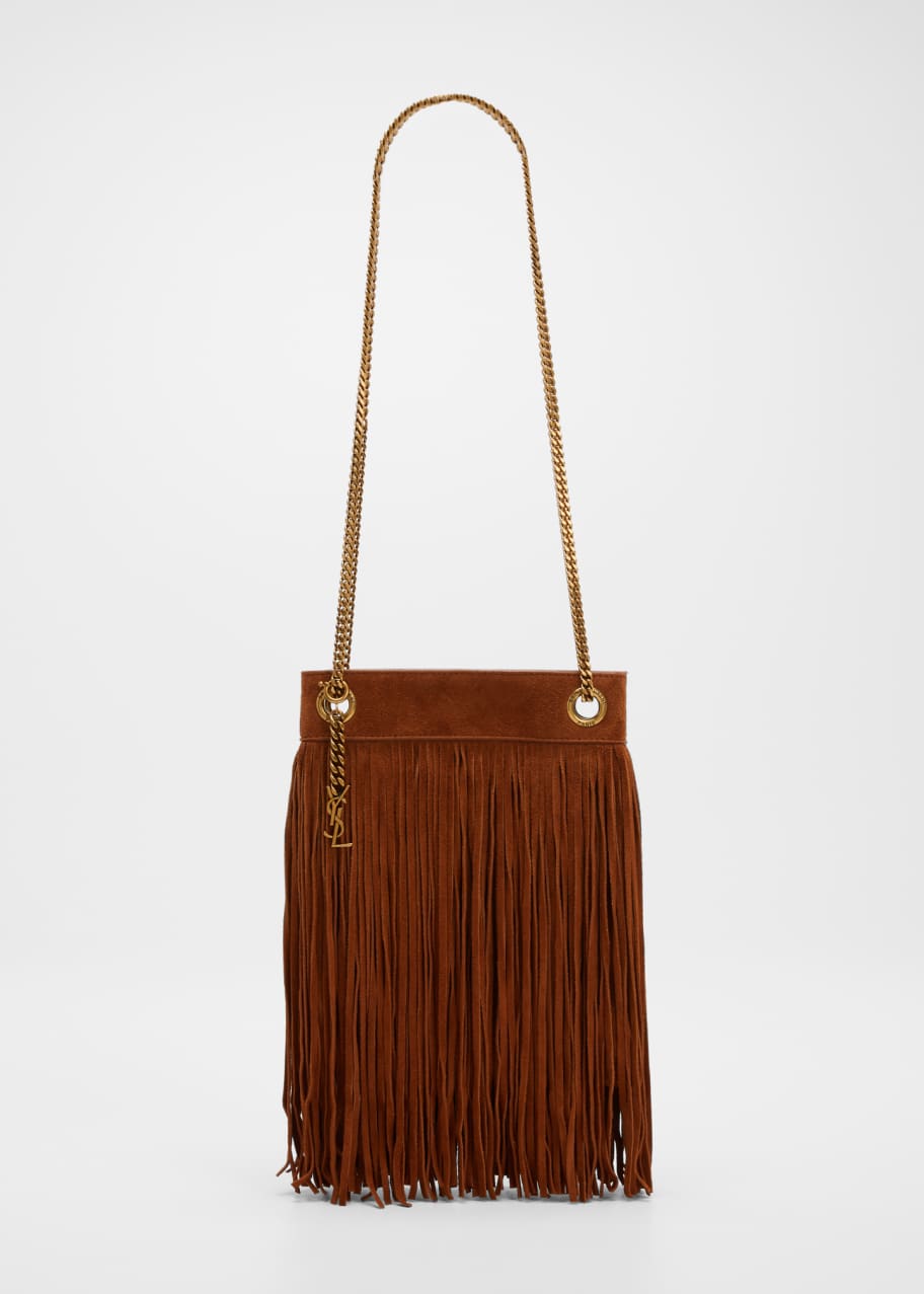 Saint Laurent Grace Small YSL Fringe Suede Chain Hobo Bag Bergdorf