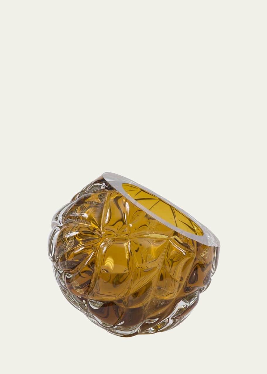 Feyz Studio Cut HandBlown Glass Amber Vase Large Bergdorf Goodman