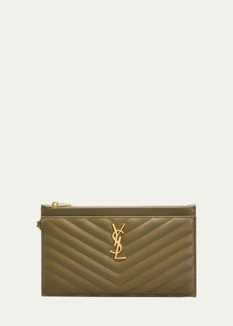 【関税＆送料込み】Saint Laurent Pouch Monogramm New Jolie Yves Saint Laurent Black Matelasse Quilted Leather Monogram