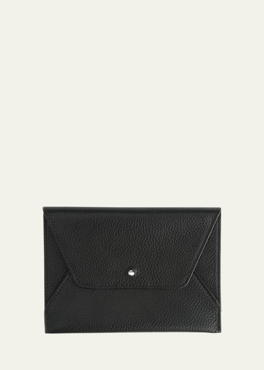 Image 1 of 1: Monogrammed Leather Envelope Passport Travel Organizer