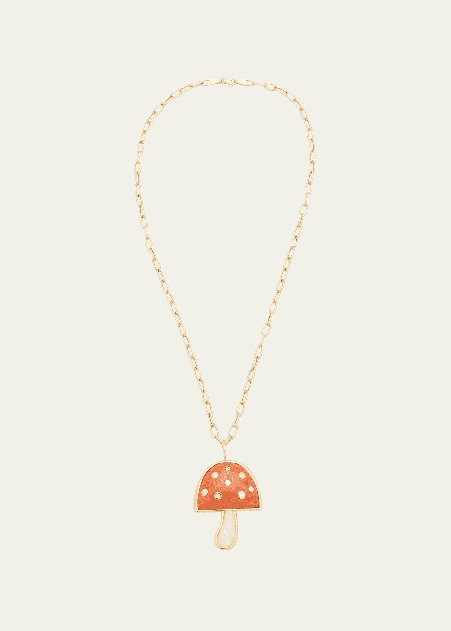 Image 1 of 1: 18K Diamond Magic Mushroom Pendant Necklace