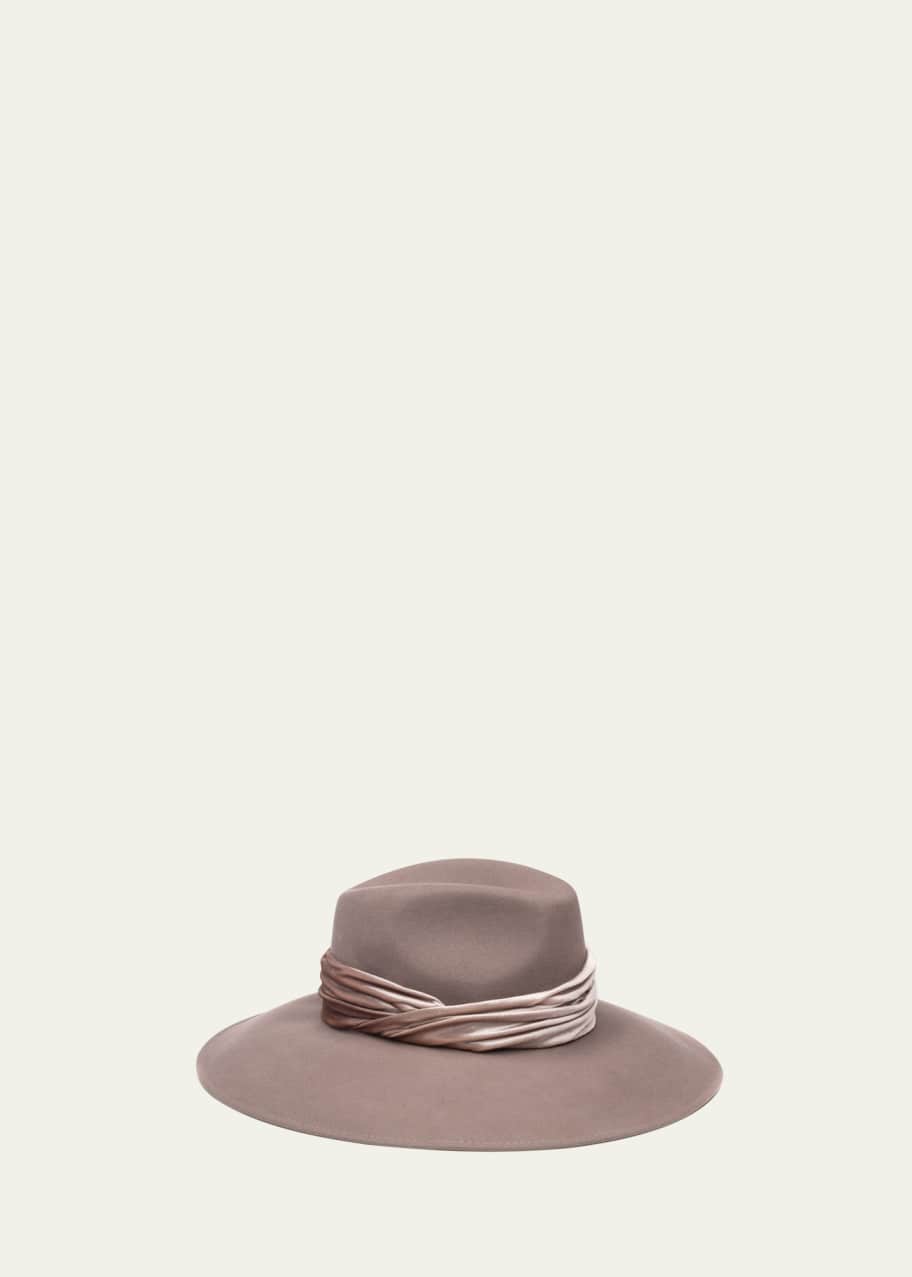 Image 1 of 1: Emmanuelle Wool Wide Brim Fedora Hat