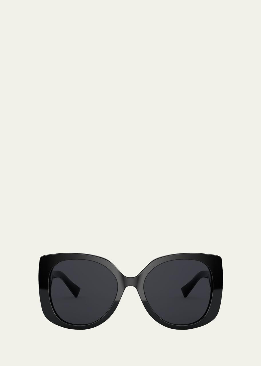 Versace Rectangle Acetate Sunglasses w/ Medusa Temples 