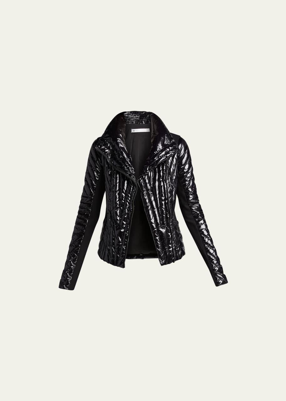 Hooded motion panel quilted hot sale down jacket