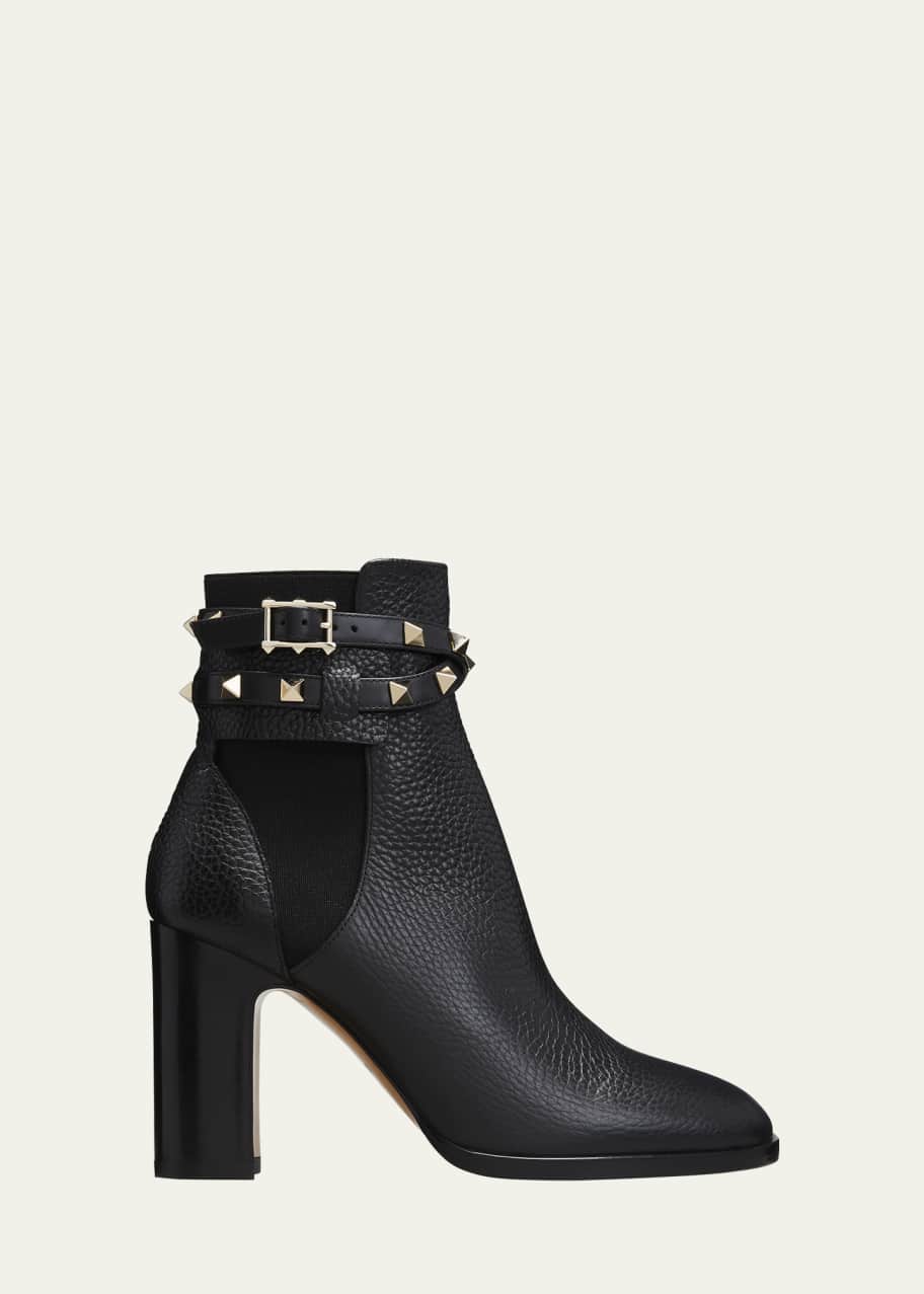 Image 1 of 1: Rockstud Buckle-Wrap Ankle Booties