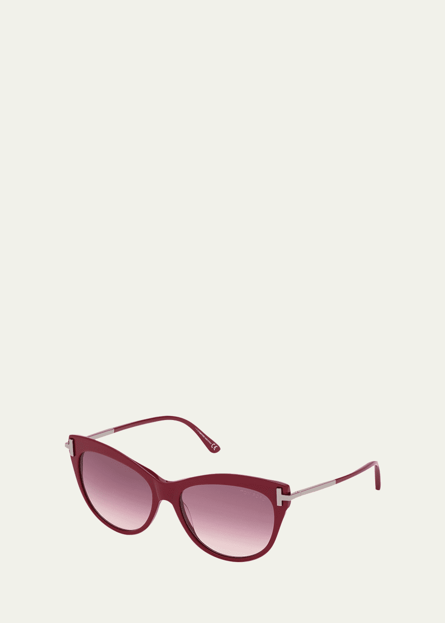 Image 1 of 1: Kira Acetate/Metal Cat-Eye Sunglasses, Black