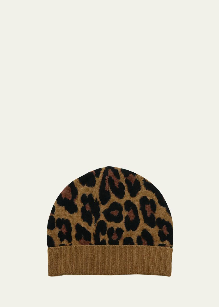Portolano Leopard-Print Knit Cashmere Beanie Hat - Bergdorf  display picture 2