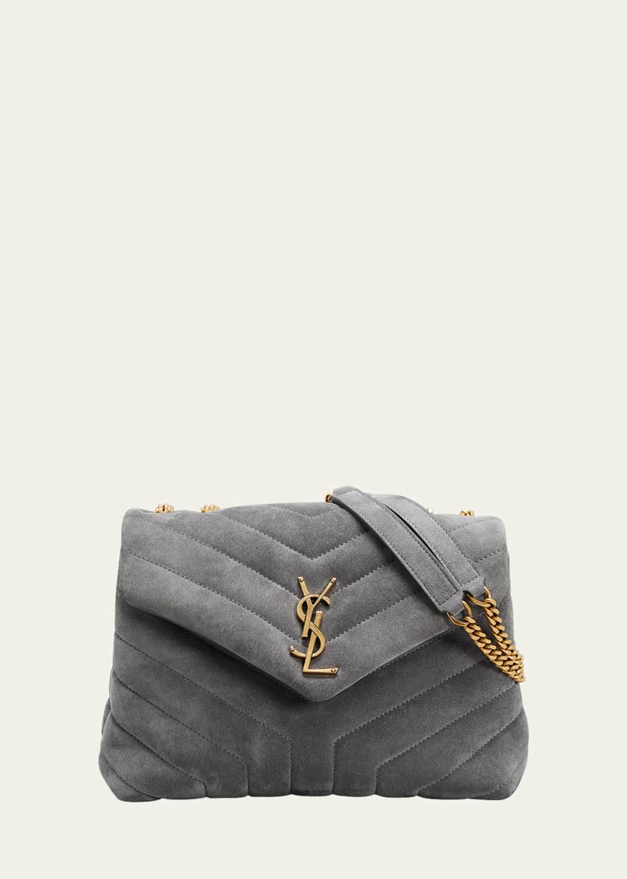 Saint Laurent Loulou Small Monogram Ysl Suede V-Flap Shoulder Bag