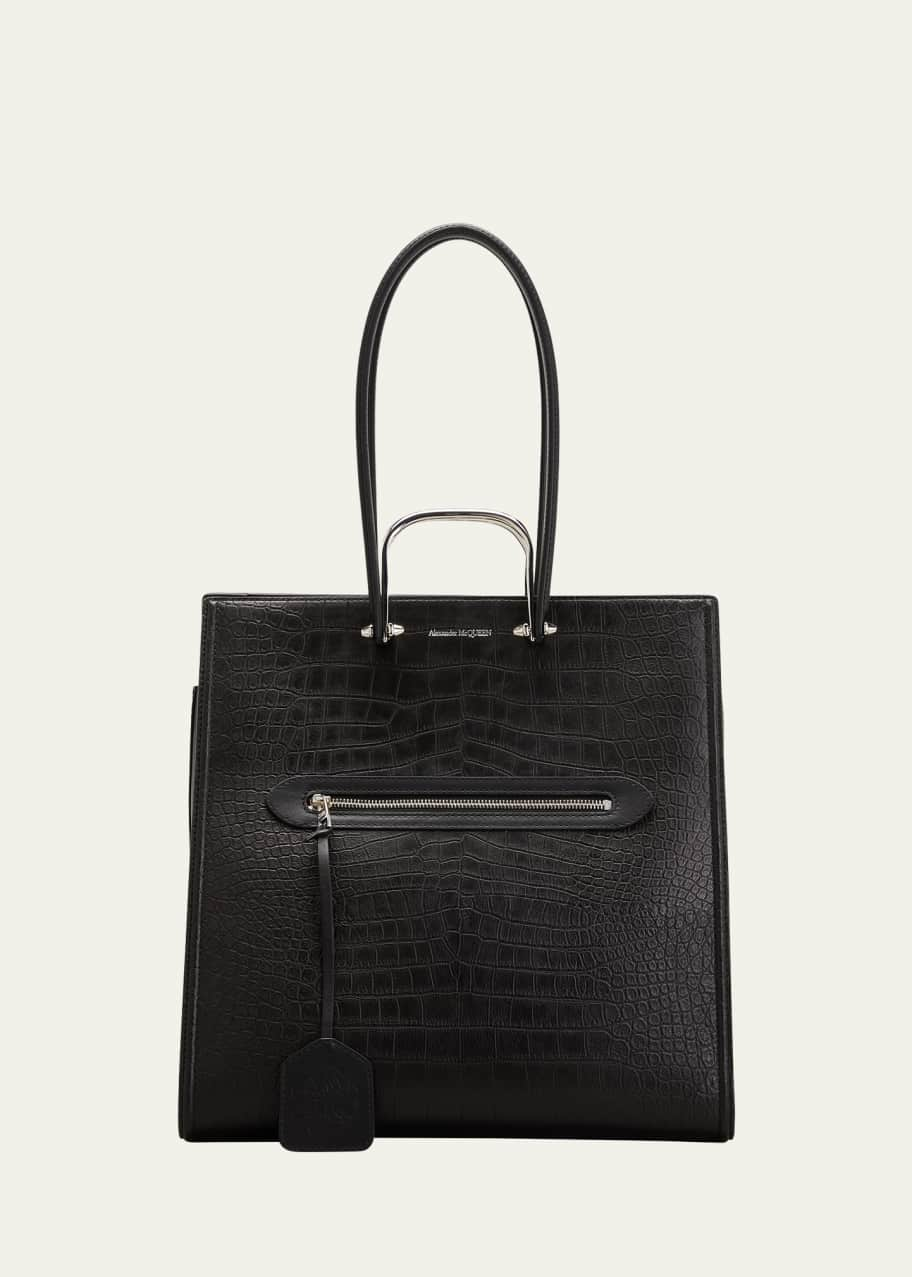 Alexander McQueen The Tall Story Bag in Croc-Embossed Leather ...