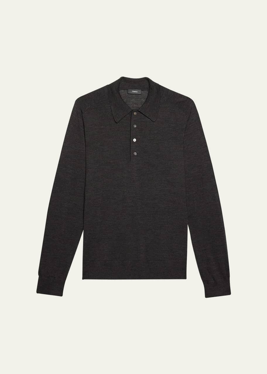 Theory Men's Regal Wool Long-Sleeve Polo Shirt - Bergdorf