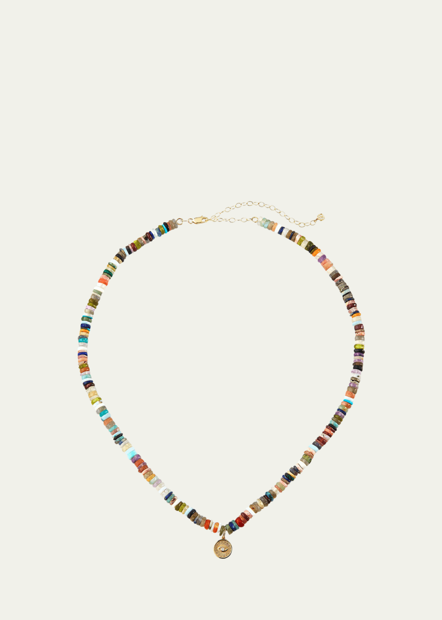 Image 1 of 1: 14k Evil Eye Diamond Coin Necklace