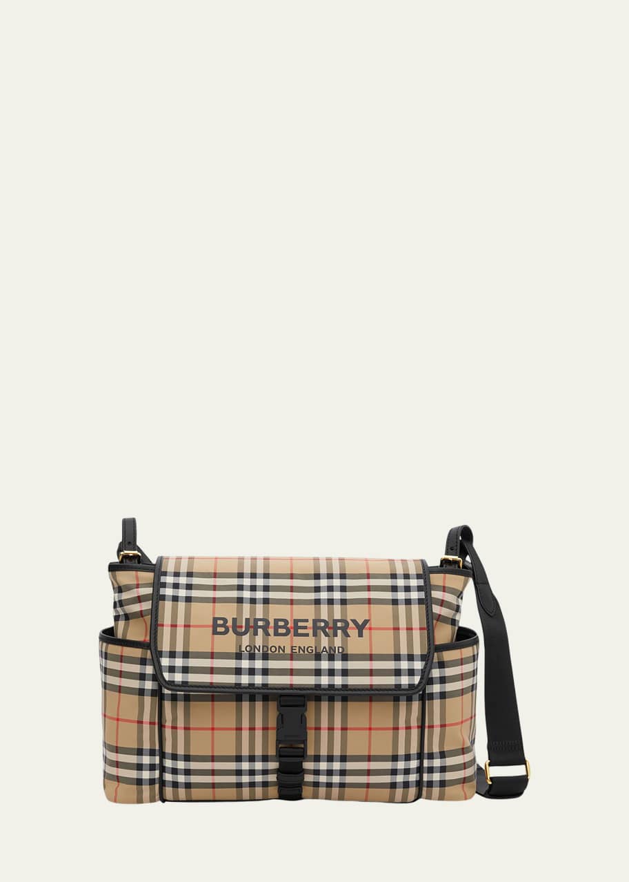 Burberry Vintage Check Leather Diaper Bag w Changing Pad