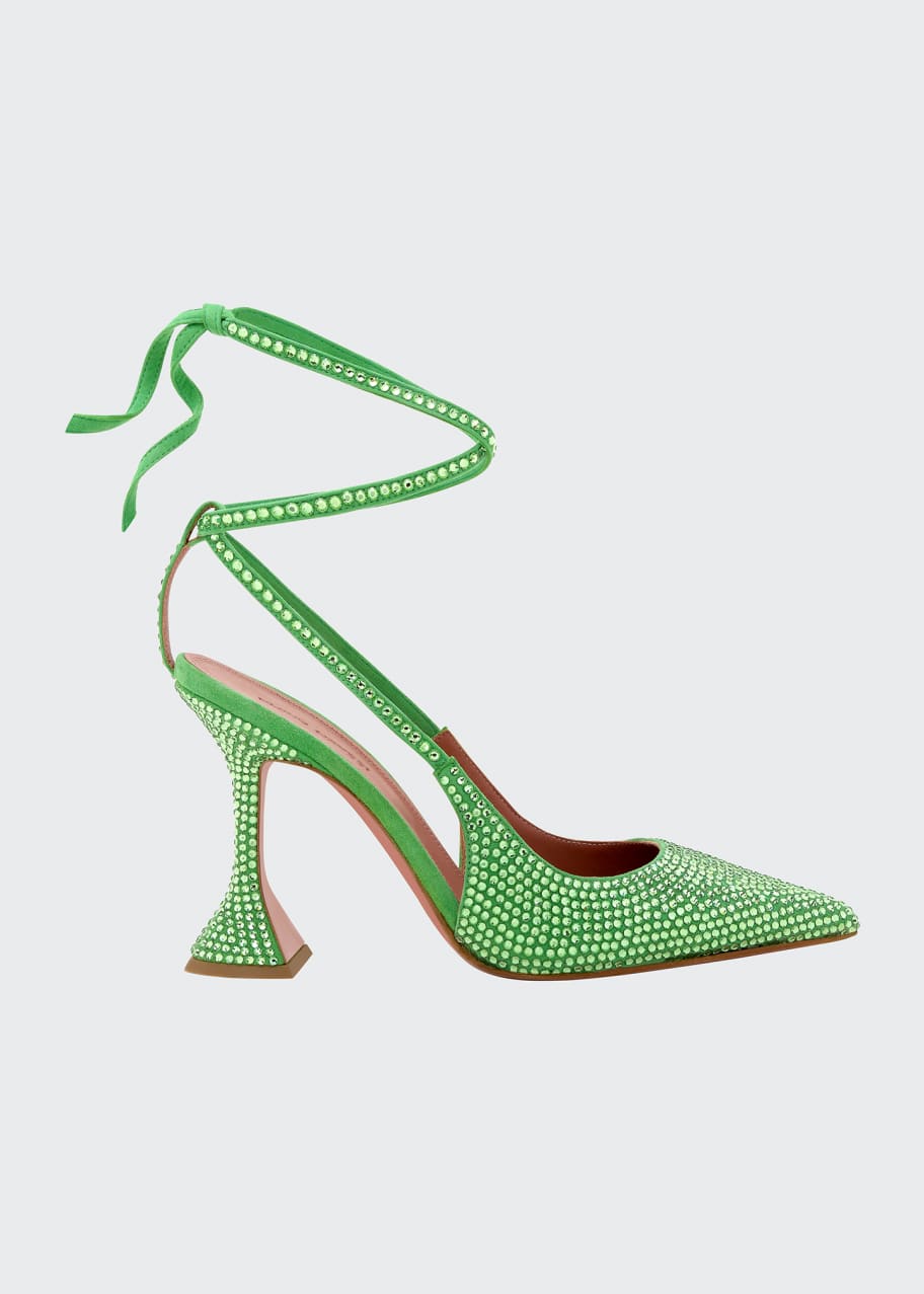 Image 1 of 1: Karma Crystal Studded Ankle-Wrap High-Heel Pumps