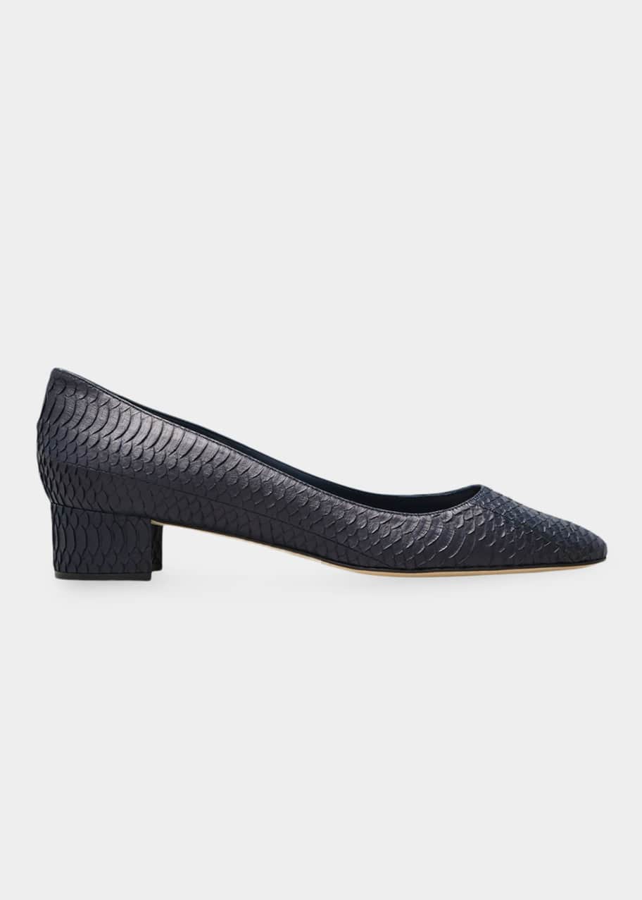 Listony 30mm Snakeskin Block Heel Pumps