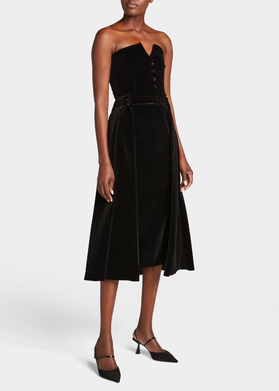 Fendi Velvet Strapless Midi Dress with Detachable Overskirt - Bergdorf ...