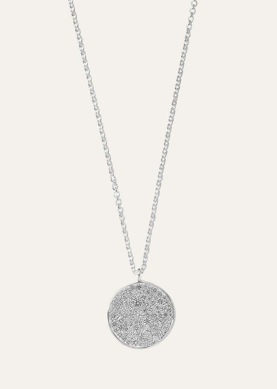 Image 1 of 1: Medium Flower Pendant Necklace in Sterling Silver with Diamonds