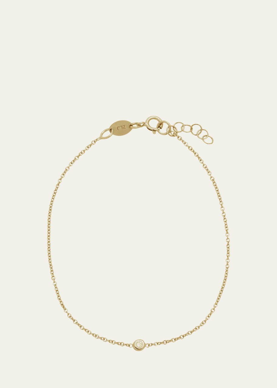 Image 1 of 1: 14K Gold Mini Bezel Diamond 0.03ct Bracelet