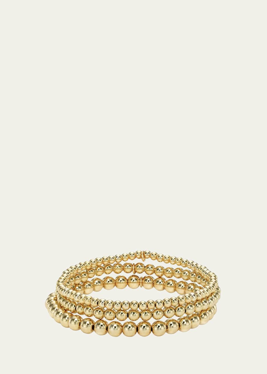 Image 1 of 1: 14K Gold Bead Bracelet Stack, Set of 3