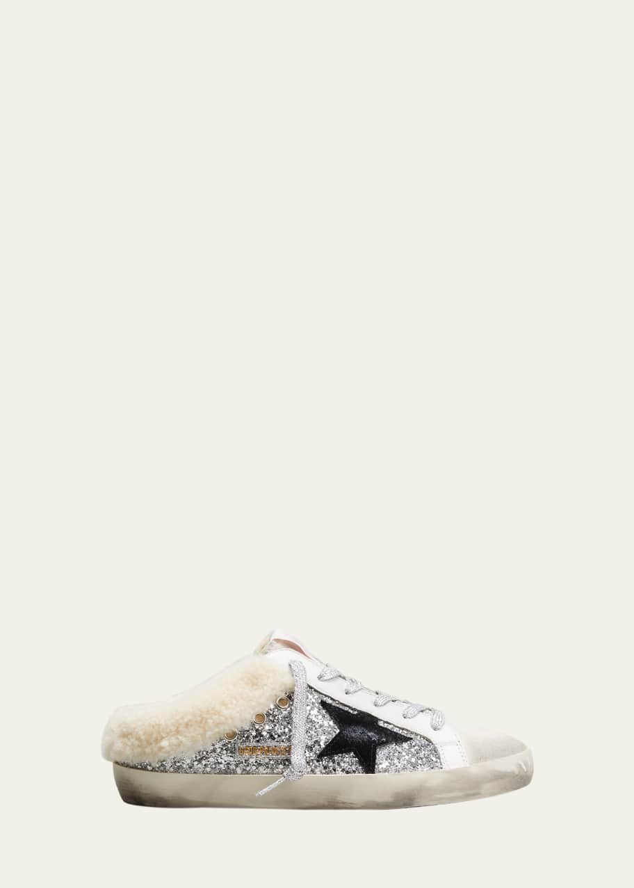 Image 1 of 1: Mixed Leather Shearling Slide Sneakers