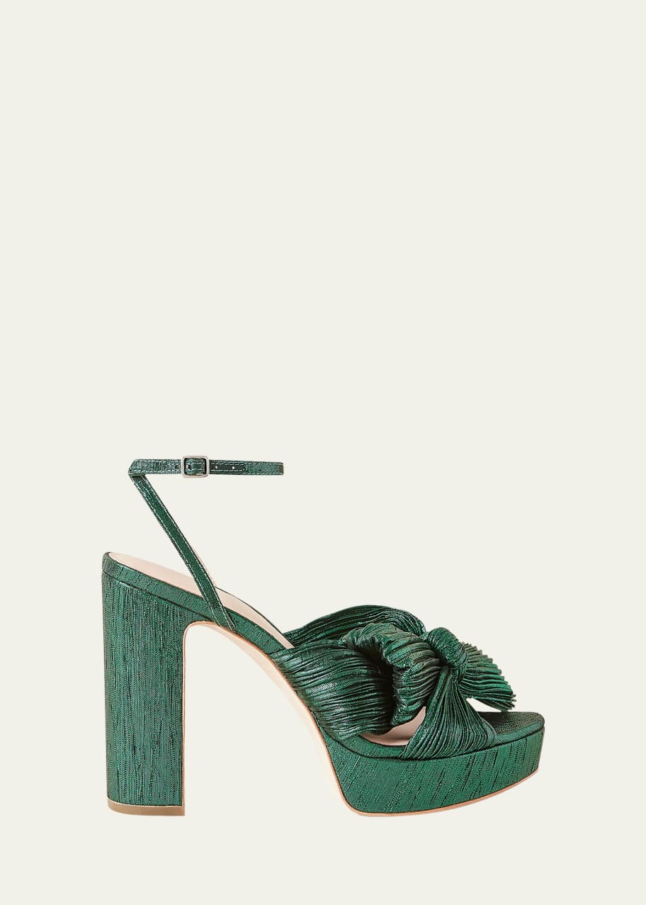 Image 1 of 1: Natalia Pleated Knot Platform Sandals