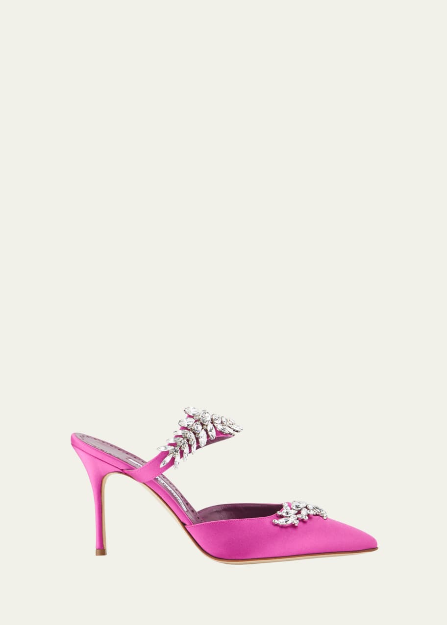 Manolo Blahnik Lurum Crystal Cocktail Mules - Bergdorf Goodman
