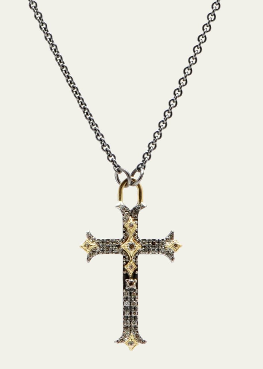 Image 1 of 1: Old World Diamond Small Cross Pendant Necklace