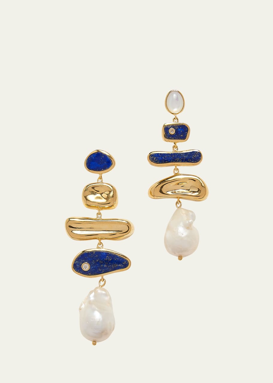 Image 1 of 1: Palma Lapis Multi-Drop Earrings