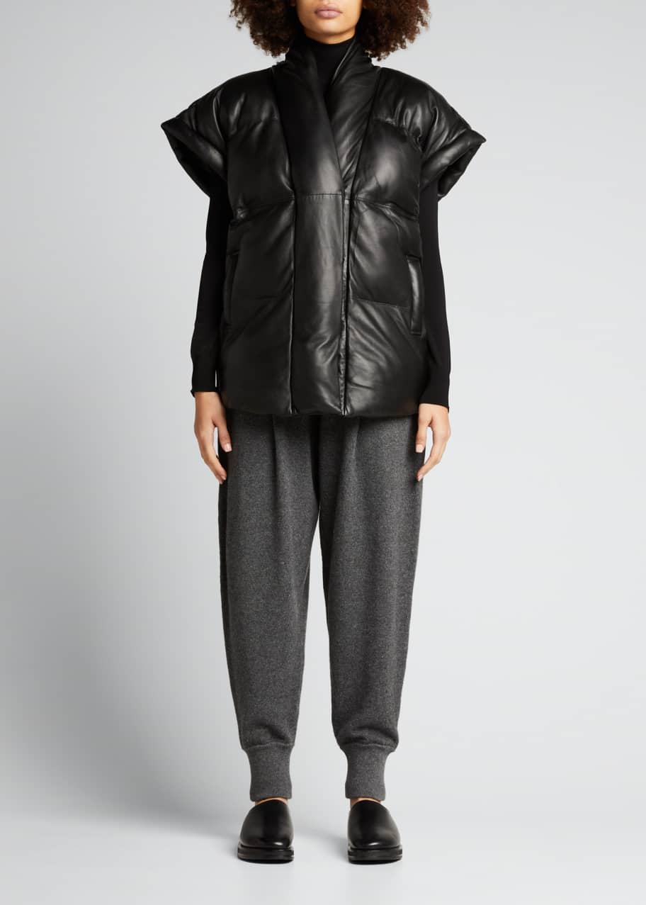 Leather puffer vest on sale