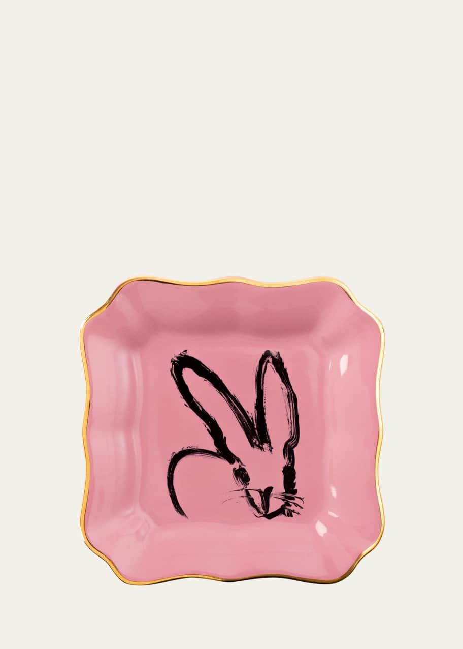 Image 1 of 1: Portrait Plate with Gold Rim - Pink