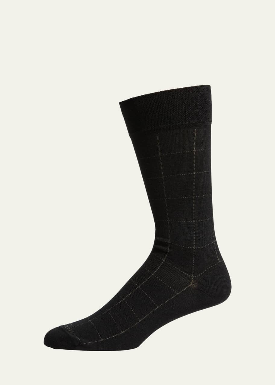 Image 1 of 1: Men's Windowpane Mid-Calf Socks
