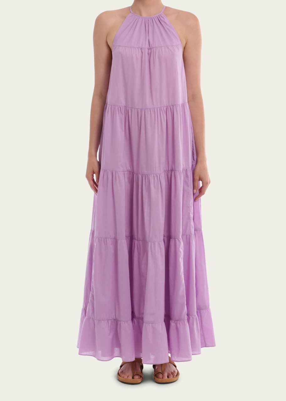 Julia Tiered Halter Trapeze Maxi Dress