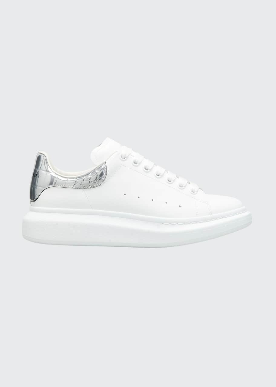 Shop Alexander McQueen Men's Croc-Embossed Leather Oversized Sneakers