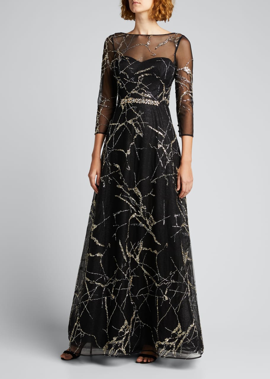 Rickie freeman for teri jon beaded lace & tulle gown sale